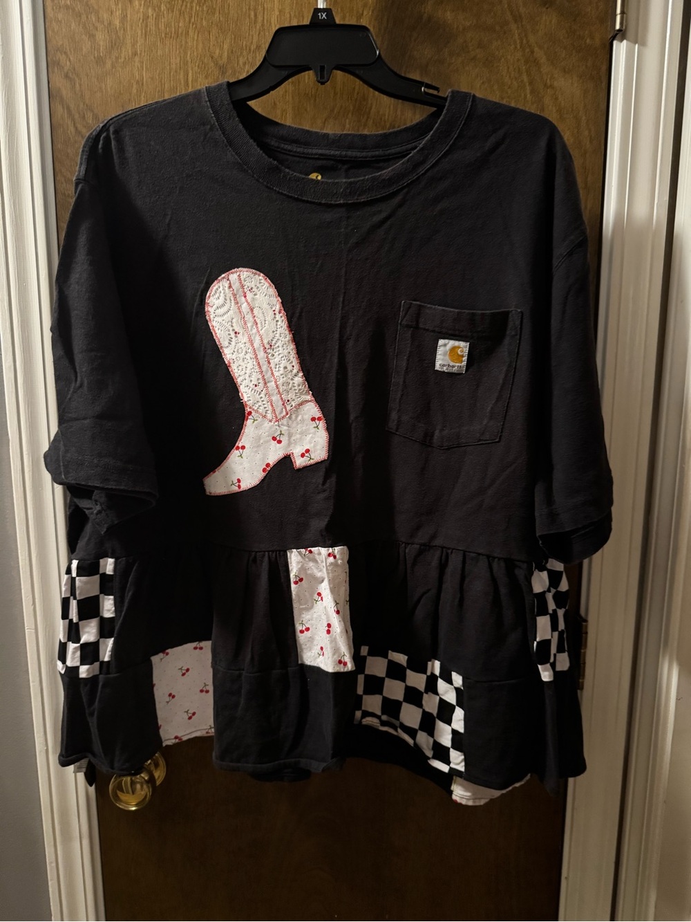 Carhartt Black Short-Sleeve Tee with Patchwork Boot Applique